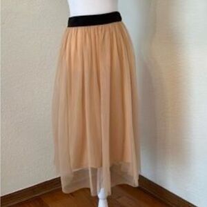 Fire Los Angeles Black Cream High-Low Midi Skirt Size M